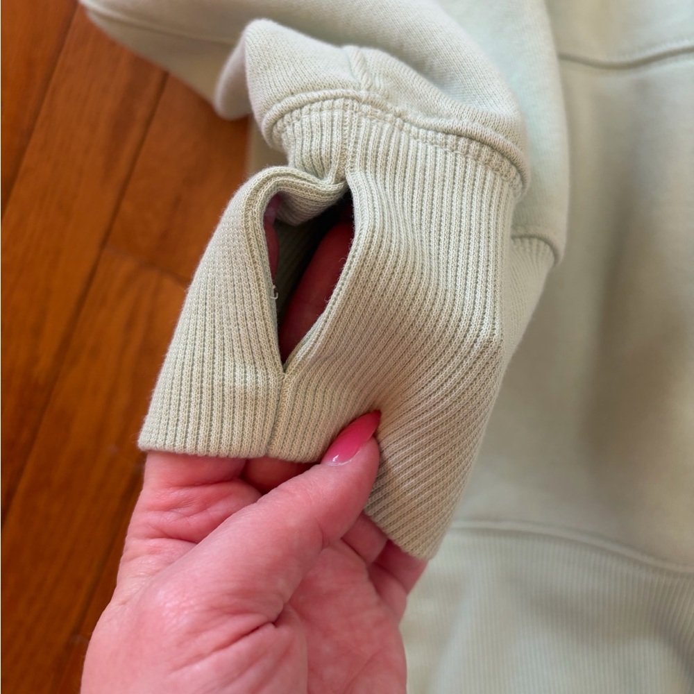 Light Green Offline by Aerie Quarter Zip Sweatshirt - Picture 2 of 10